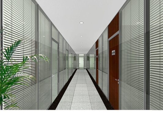 Double-Layer Glass Partition with Built-in Louvers for Offices