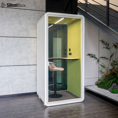 Modern Silent Booth with Low Noise Air Circulation and Sound Damping Felt & Polyester Fiber for Office Meetings
