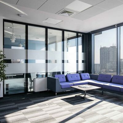 Office Glass Wall Partition Modern Space Design Aluminium Framed Modular Wall Glass Partition Glazed Office Screens