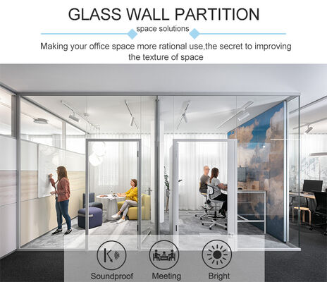 Prefabricated Interior Office Partition Walls Acoustic Modular Wall Aluminum Framed Glass Partition Commercial Custom Divider