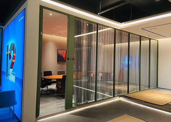 90 Series Framed Glass Partition Wall Tembok Kaca Transparan Dengan Bingkai Aluminium Kaca Tempered