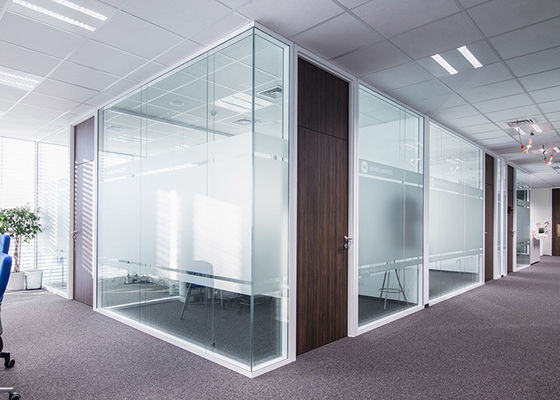 Modular dinding partisi untuk kantor tempered kaca solid dinding frame warna putih