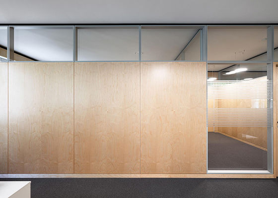 Cutsomized Solid Glass Partition Wall System Baja Melamin HPL Dengan Pintu