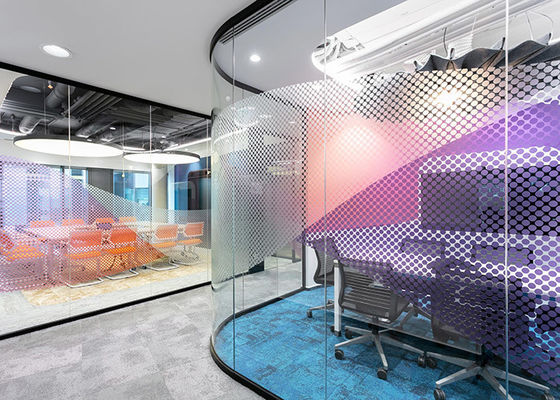 Pengecualian Double-Glass Louver Fleksibel Soundproof Dengan Logo Post Menggambar Privasi Kaca Pengecualian dinding