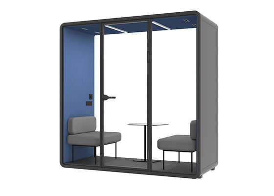 Aluminium Frame Panel Akustik Baja Ukuran SL Kantor Soundproof Booth Untuk 2 Orang Meeting Wajah ke Wajah