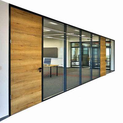 High-end Modular Aluminium Double Glass Kantor Kaca Dinding Partisi Kubi